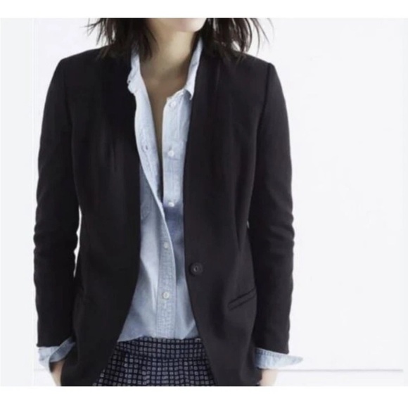 Madewell Classic Black Tribune Collarless Blazer Size 10 - Picture 3 of 11